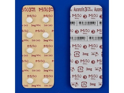 Auranofin tablets 3 mg for rheumatoid arthritis (Ridaura)